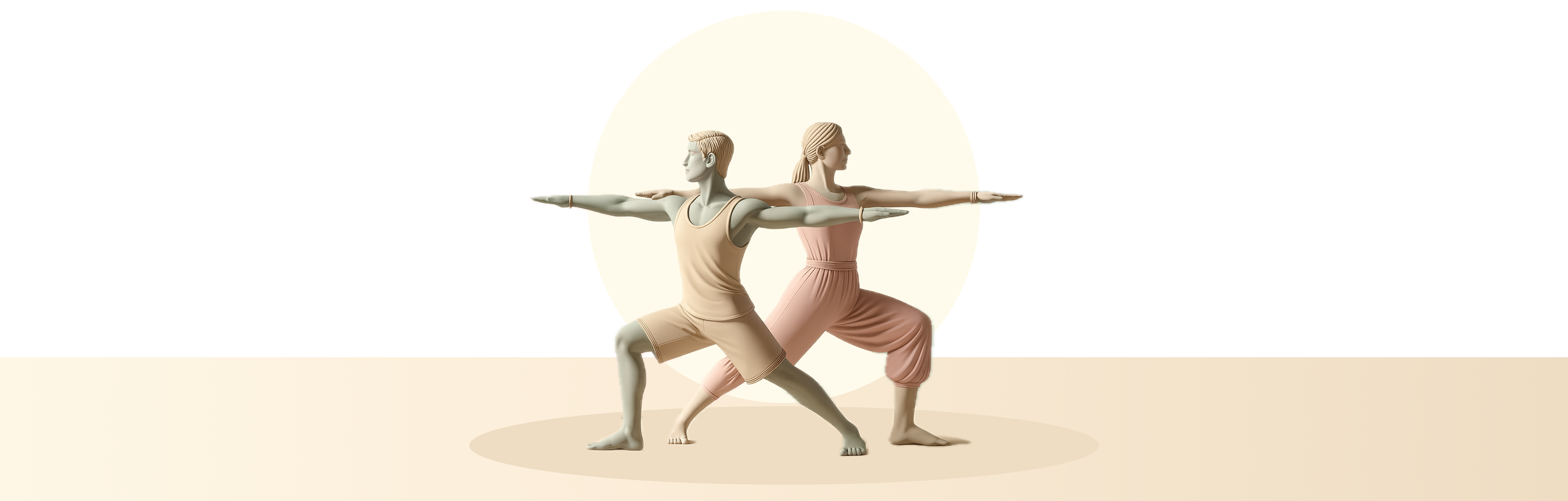 Yoga practice - two people in synchronized yoga poses